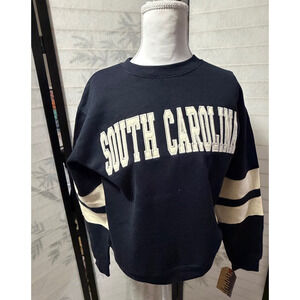 New York Popular Sweatshirt S Navy Cream Stripes South Carolina Vintage Cozy NWT